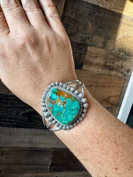 Sterling Silver with Royston Turquoise || Cuff Bracelet