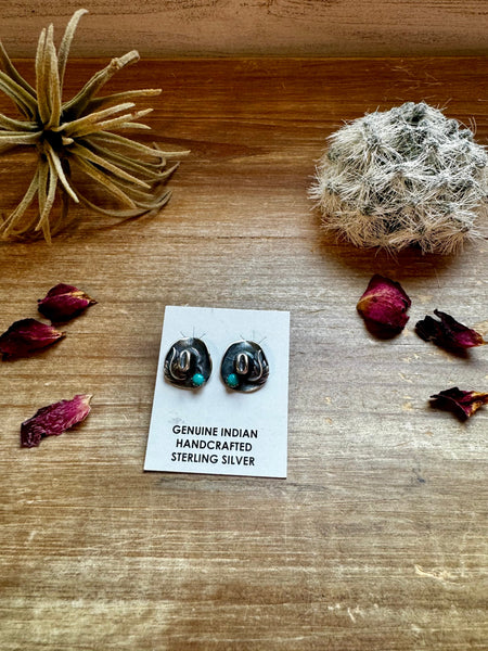 Cowboy Hat with Turquoise || Stud Earrings