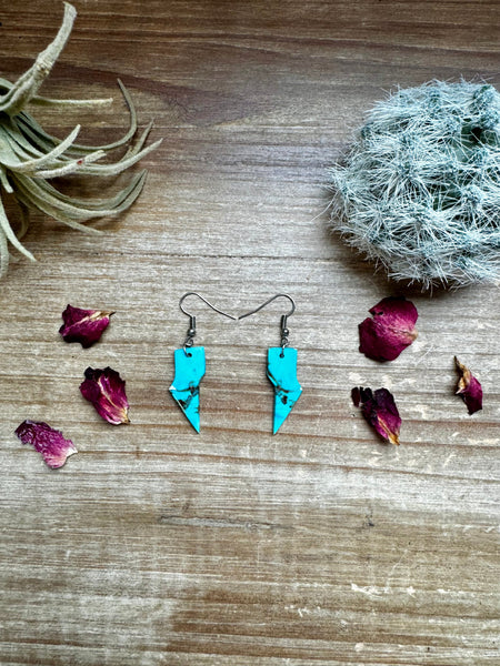 Turquoise Thunder Bolt Slab || Earrings