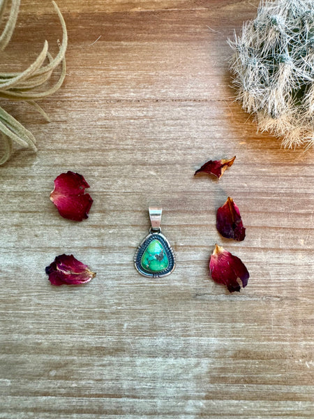 Sterling Silver with Green Turquoise || Pendant