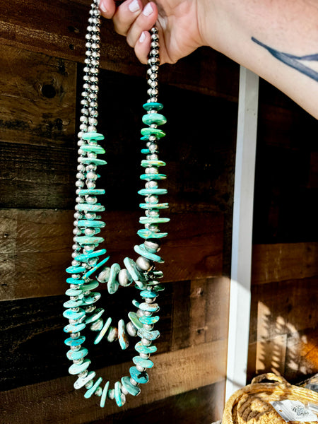 Sterling Silver and Turquoise 32 inch || Necklace