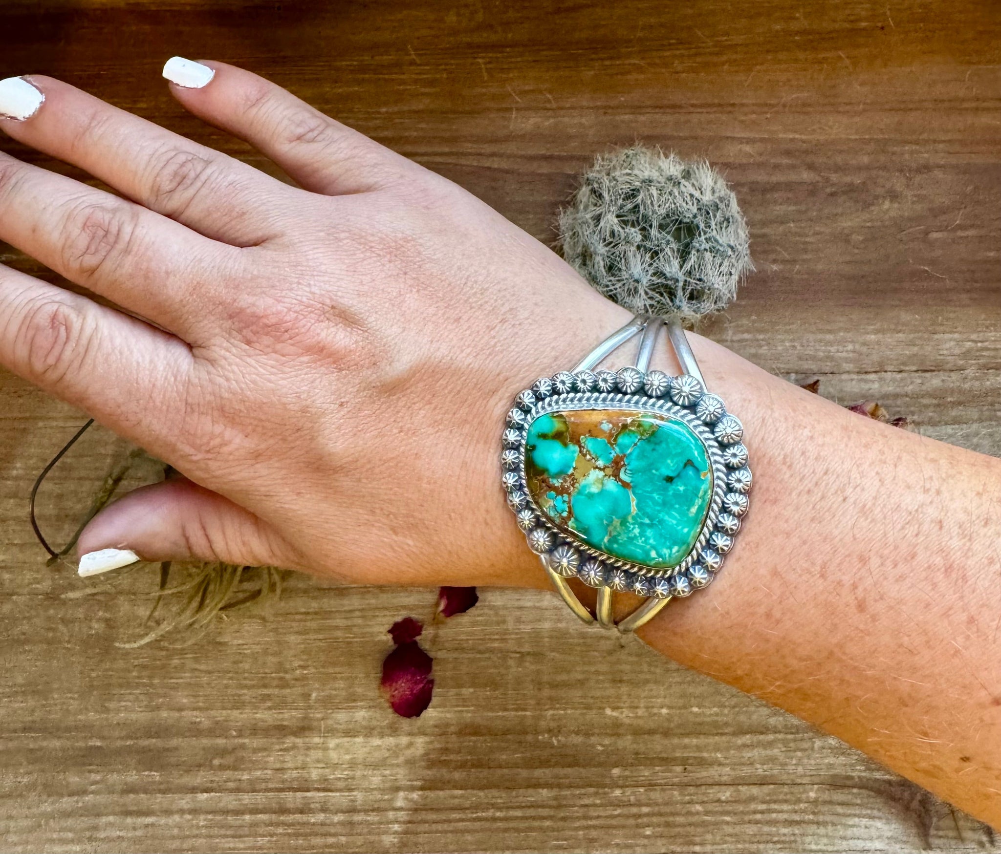 Sterling Silver with Royston Turquoise || Cuff Bracelet