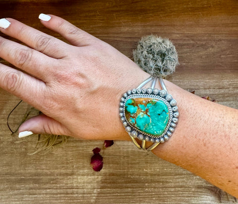 Sterling Silver with Royston Turquoise || Cuff Bracelet