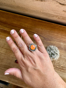 Orange Spiny and Sterling Silver || Size 8 Ring