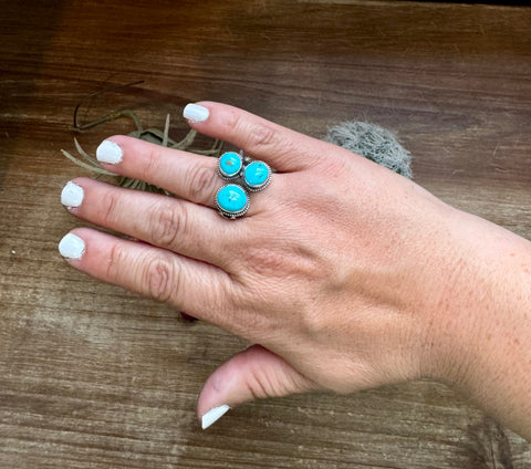 Kingman Turquoise and Sterling Silver || Adjustable Ring