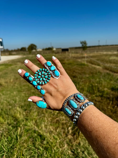 Kingman Turquoise and Sterling Silver || Adjustable Ring