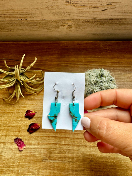 Turquoise Thunder Bolt Slab || Earrings