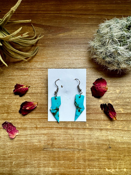 Turquoise Thunder Bolt Slab || Earrings