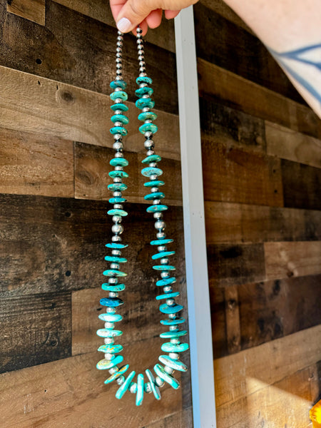 Sterling Silver and Turquoise 26 inch || Necklace