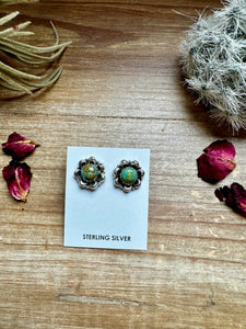 Flower Kingman Turquoise Option 2 || Stud Earrings