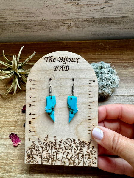 Turquoise Thunder Bolt Slab || Earrings