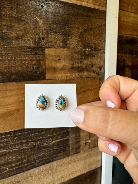 Teardrop Spiny and Turquoise || Stud Earrings