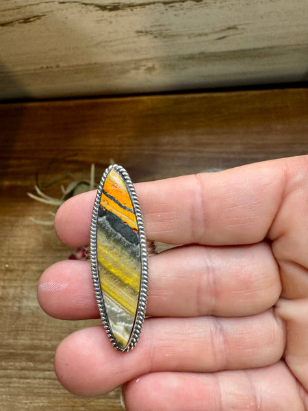 Sterling Silver with Bumblebee Jasper || Size 8 Ring