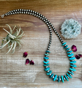 Sterling Silver and Turquoise 32 inch || Necklace