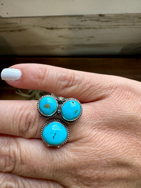 Kingman Turquoise and Sterling Silver || Adjustable Ring