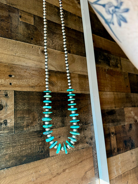 Sterling Silver and Turquoise 32 inch || Necklace