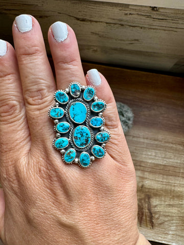 Kingman Turquoise and Sterling Silver || Adjustable Ring