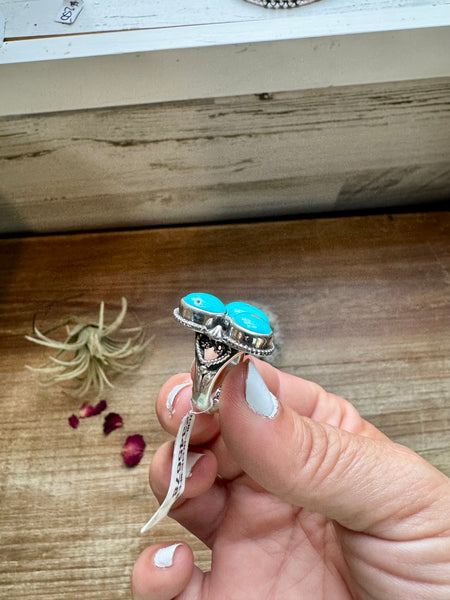 Kingman Turquoise and Sterling Silver || Adjustable Ring