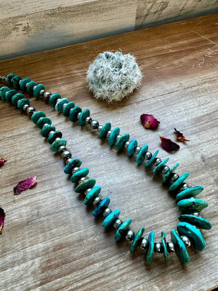 Sterling Silver and Turquoise 26 inch || Necklace