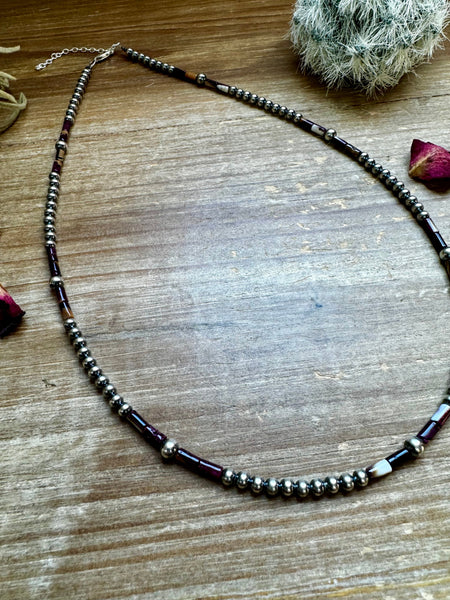 Sterling Silver and Purple Spiny 20 inch || Necklace