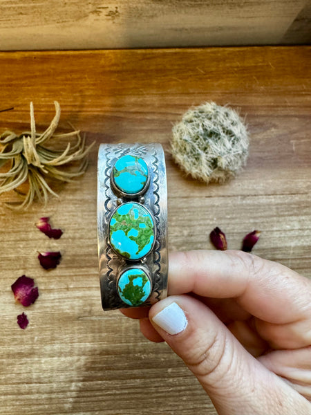 Sterling Silver with 3 Stone Sonoran Gold Turquoise Cuff || Bracelet