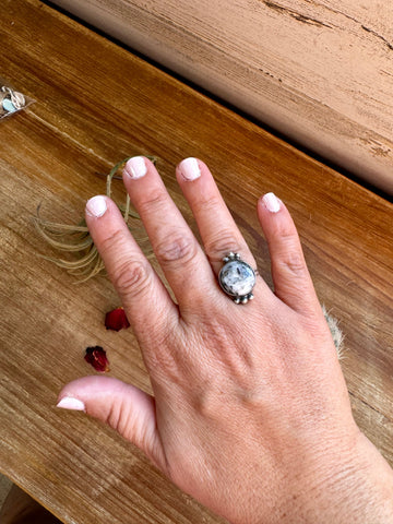 White Buffalo and Sterling Silver || Size 8 Ring