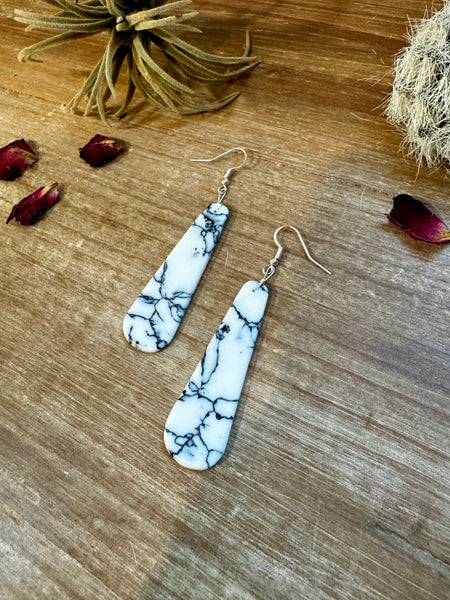 White Block || Teardrop Earrings