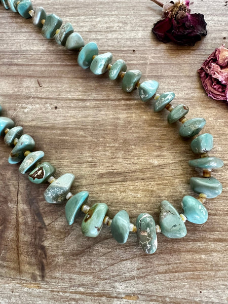 Green Nuggets Turquoise 32 inch || Necklace