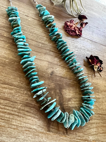 Blue Thick Turquoise Chips 26 inch || Necklace