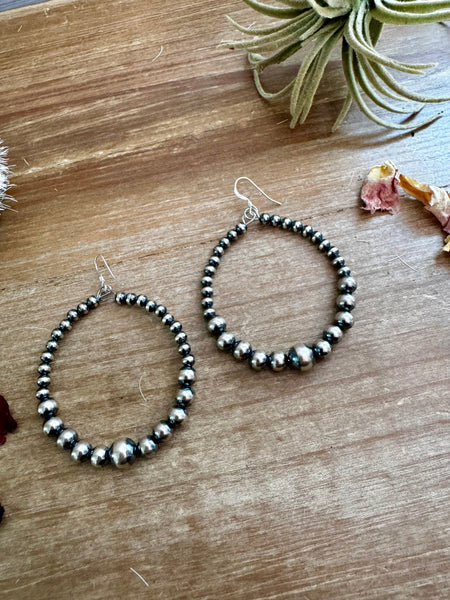 4-6-8 mm Sterling Silver Pearls || Hoop Earrings