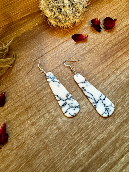 White Block || Teardrop Earrings