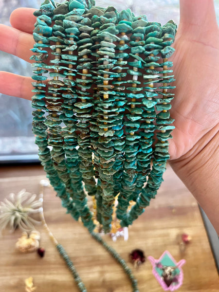 Green Chips Turquoise 28 inch || Necklace