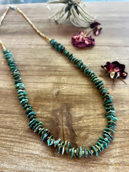 Green Chips Turquoise 28 inch || Necklace