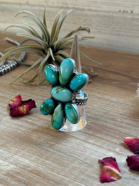 Turquoise and Sterling Silver || Adjustable Ring