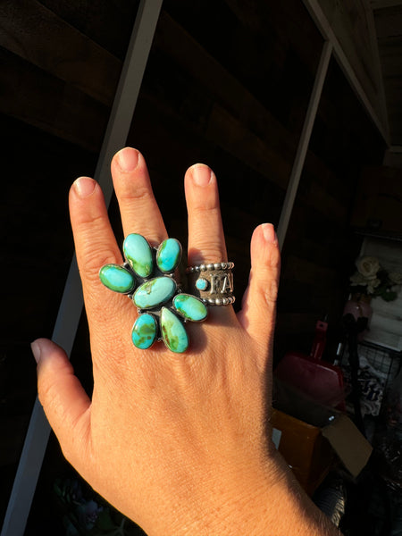 Turquoise and Sterling Silver || Adjustable Ring