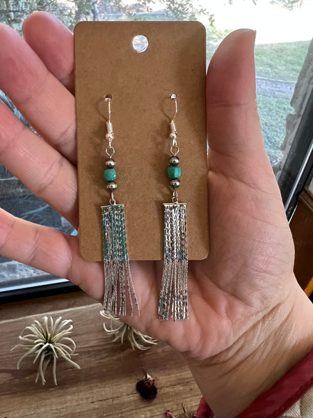 Mini Turquoise and Sterling Silver Pearls || Earrings