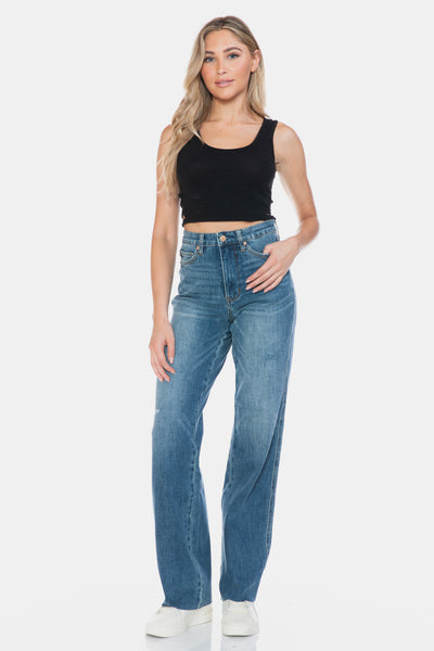 Judy Blue || Tummy Control Raw Hem Straight Jeans