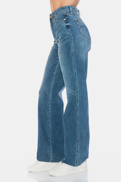 Judy Blue || Tummy Control Raw Hem Straight Jeans