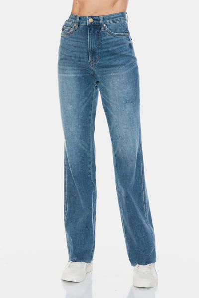 Judy Blue || Tummy Control Raw Hem Straight Jeans