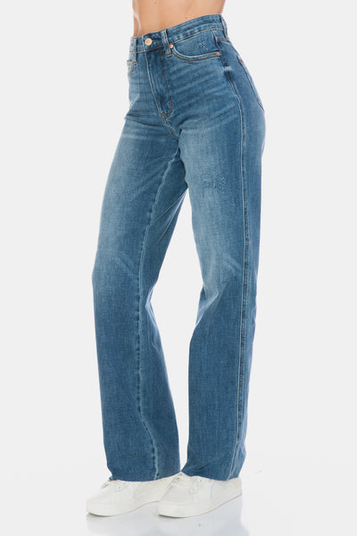 Judy Blue || Tummy Control Raw Hem Straight Jeans