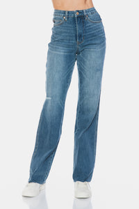 Judy Blue || Tummy Control Raw Hem Straight Jeans