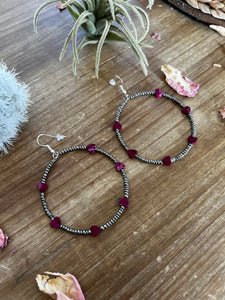 Pink/Purple Verasite Hearts || Hoop Earrings