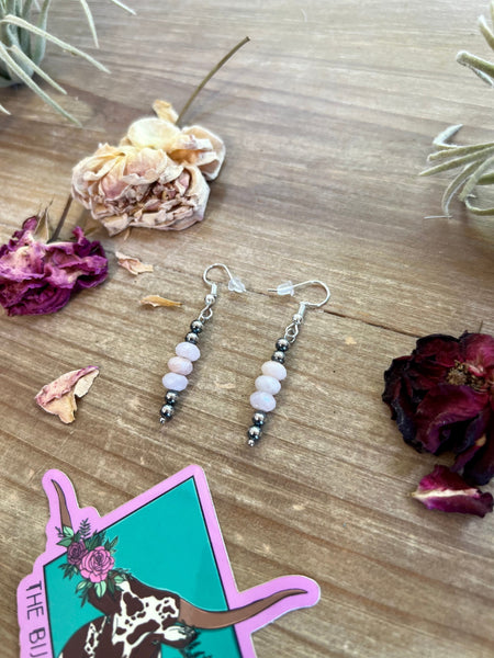 Pink Morganite and Sterling Silver Pearls || Earrings