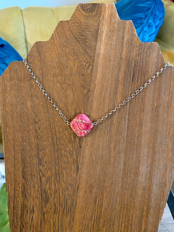 Pink Valentine Magnesite || Choker Necklace