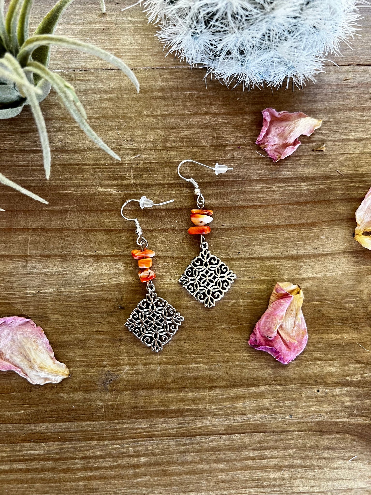 Orange Spiny Oyster || Earrings