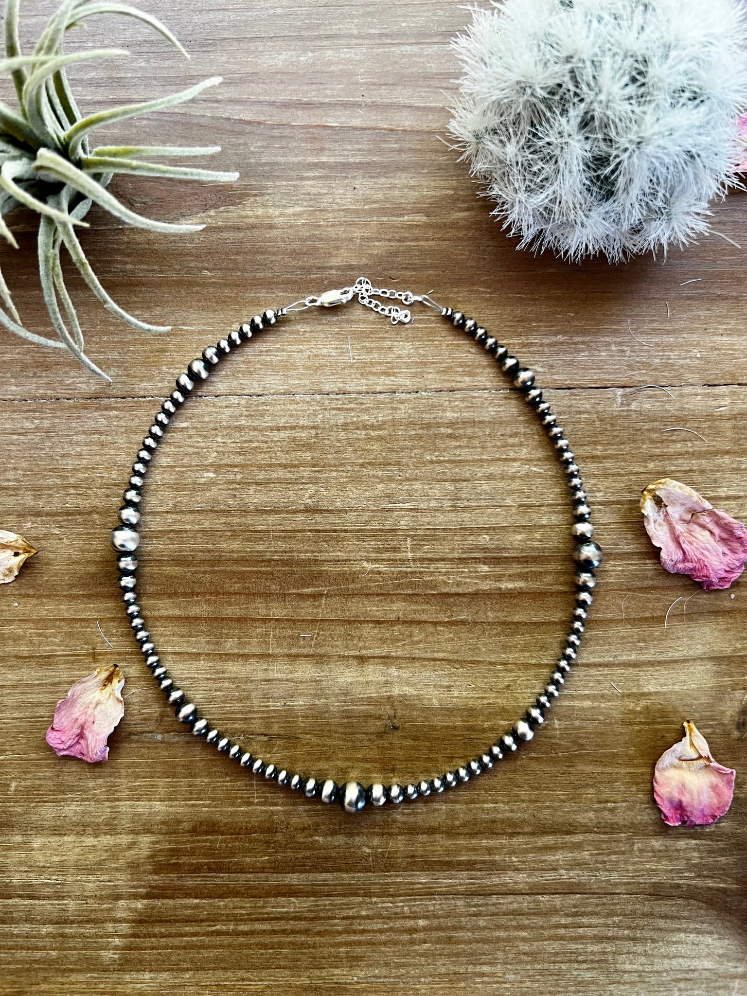 Graduated Sterling Silver Pearls 15 inch || Choker Necklace