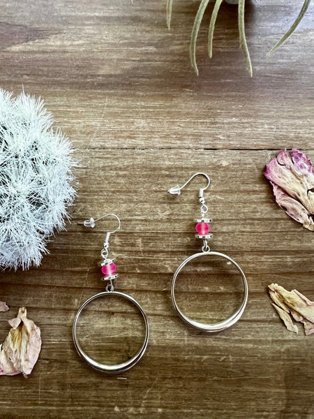 Pink Mermaids Beads || Hoop Earrings