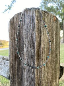 Natural Turquoise and Seed Bead 14 inch || Choker Necklace