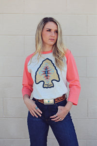 Lulu Distressed Arrowhead Raglan Tee